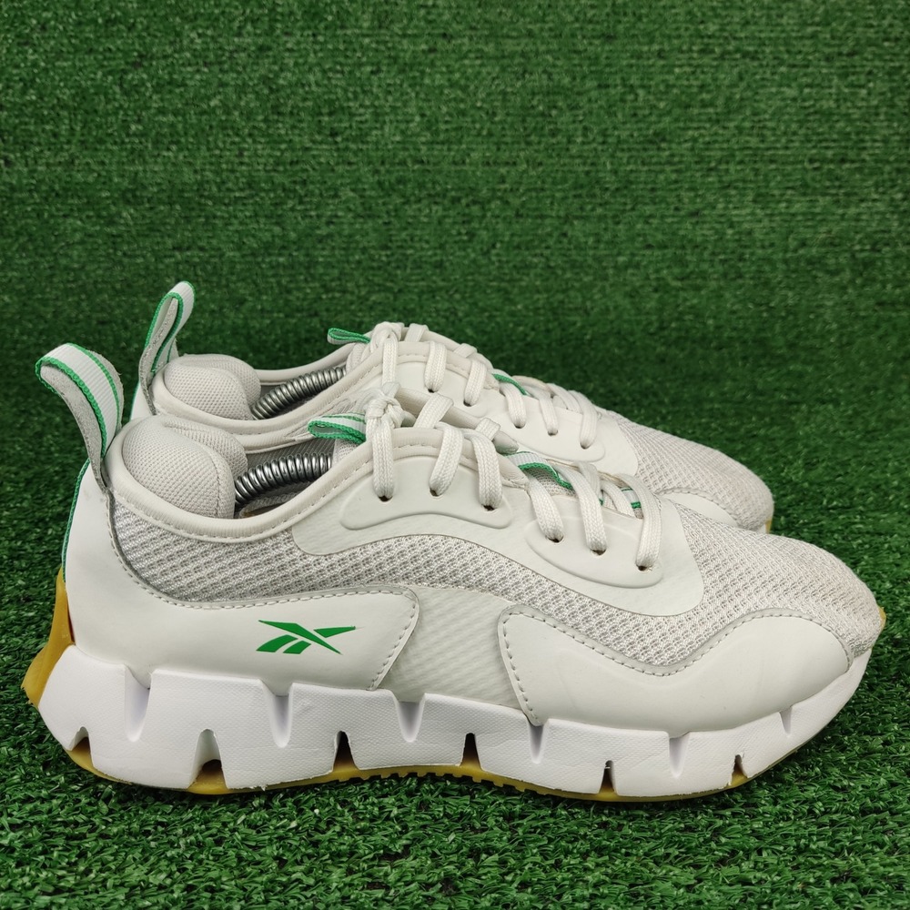 Reebok Sneakers Womens 7 White Zig Dynamica 4 Running‎ Shoes Mesh Low Top Green